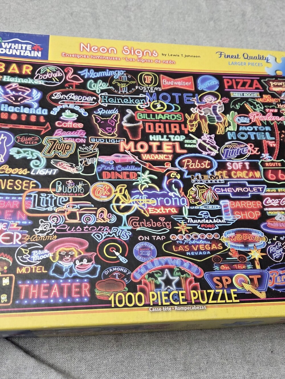 White Mountain 1000 Piece Jigsaw Puzzle Neon Signs Complete